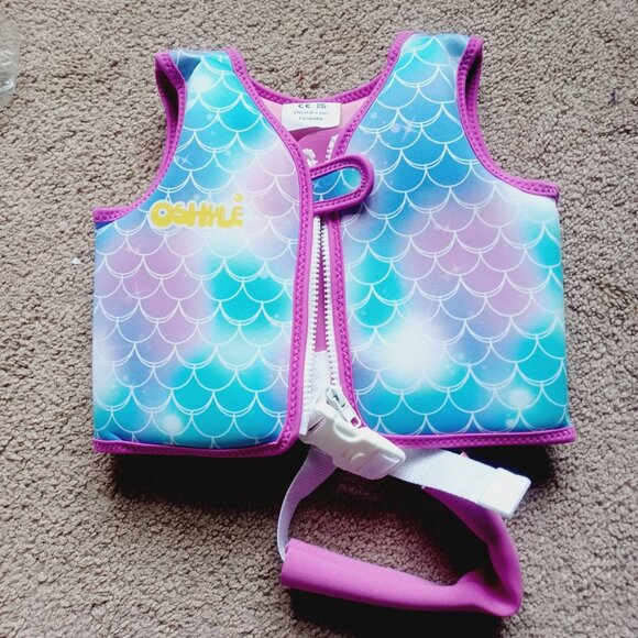 Oshyle Neoprene Mermaid Swim Vest for Kids Adjustable Safety Straps Toddler - Picture 1 of 9